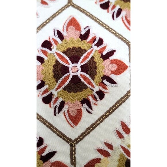 Decorative Bella Lux Geometric Throw Pillow 12"x12" Embroidered Design Cotton & - Picture 5 of 7